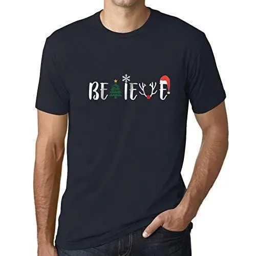 Ultrabasic - Homme Graphique Arbre De Noël T-Shirt Idées Cadeaux De Noël Marine 1