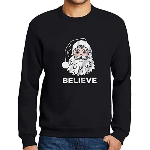 Ultrabasic - Homme Graphique Believe In Santa Claus Sweater Action De Grâces Xmas Cadeau Idées Tee Noir Profond 1