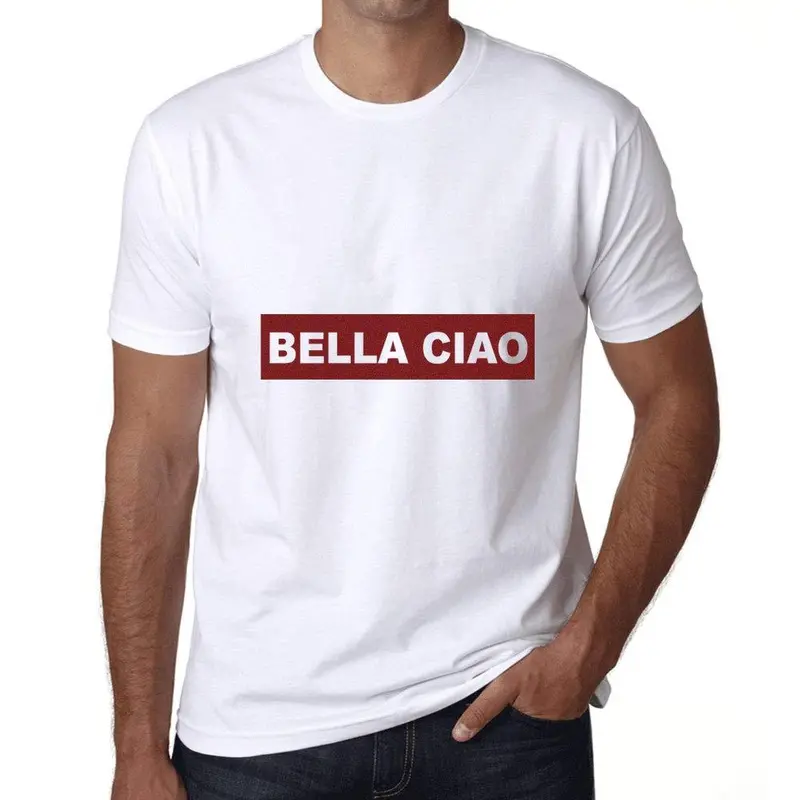 Ultrabasic - Homme Graphique Bella Ciao T-Shirt Imprimé Lettres Blanco 1