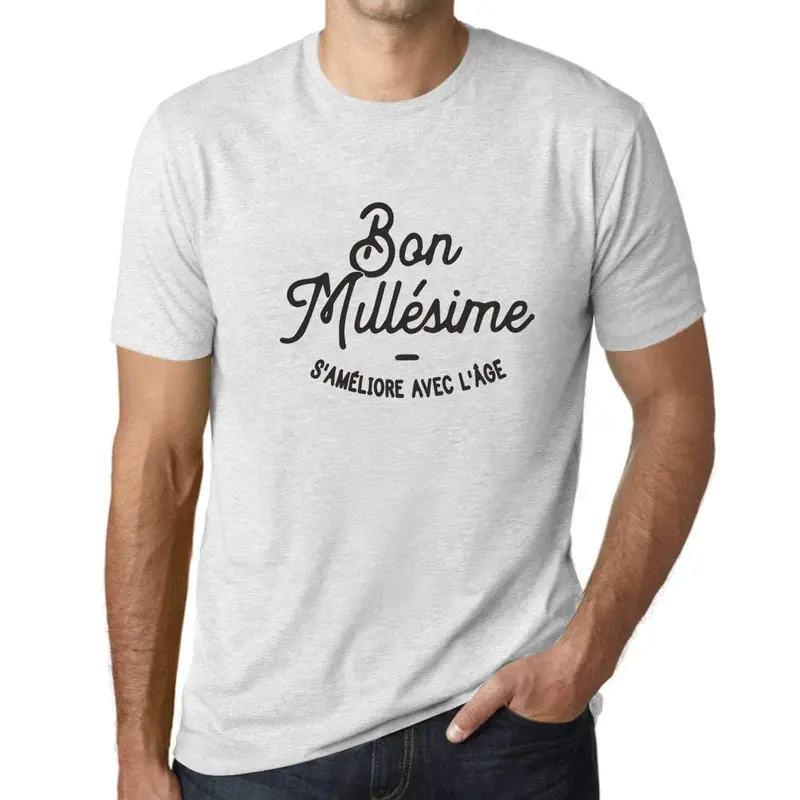 Ultrabasic - Homme Graphique Bon Millésime T-Shirt Noir Lettre Blanc Chiné 1