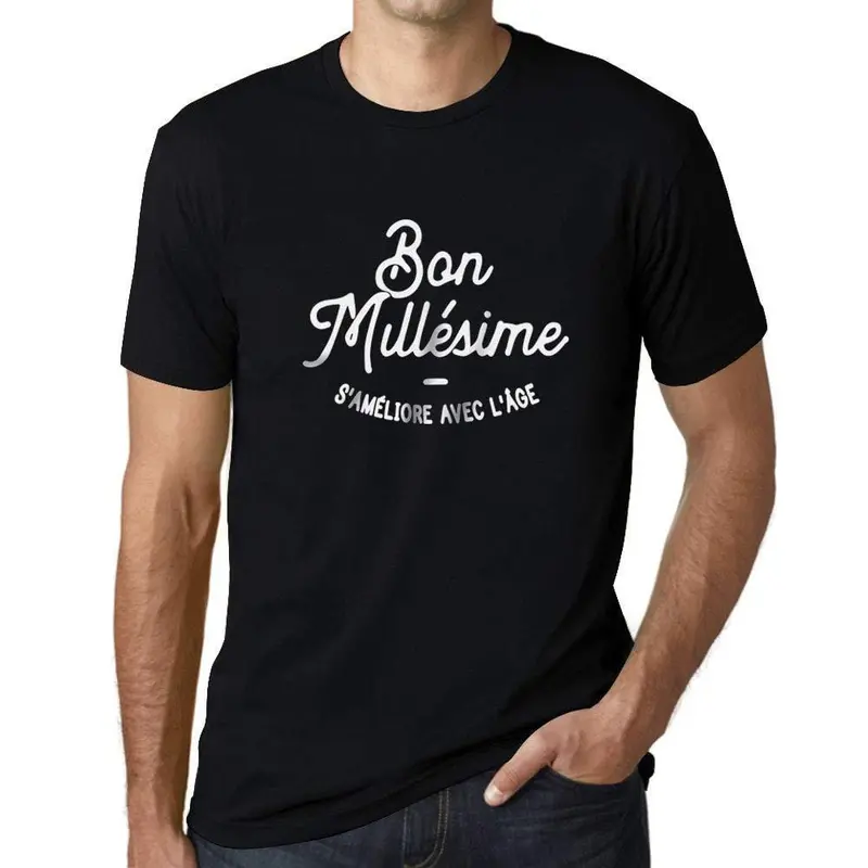 Ultrabasic - Homme Graphique Bon Millésime T-Shirt Noir Lettre Noir Profond 1