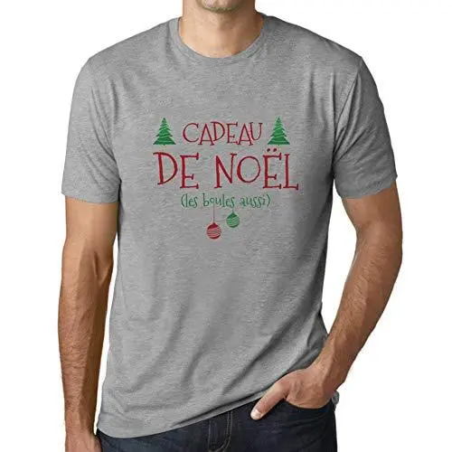 Ultrabasic - Homme Graphique Cadeau De Noël Impression De Lettre Tee Shirt Cadeau Gris Chiné 1