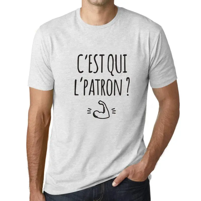 Ultrabasic - Homme Graphique C'est Qui L'patron T-Shirt Blanc Lettre 1