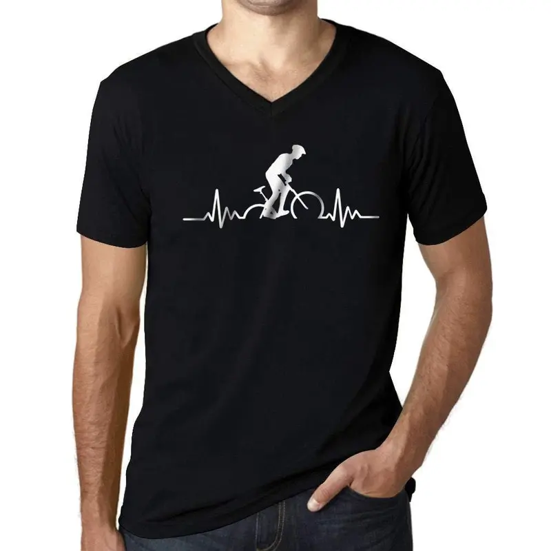 Ultrabasic - Homme Graphique Col V Tee Shirt Biker Pulse Noir Profond 1