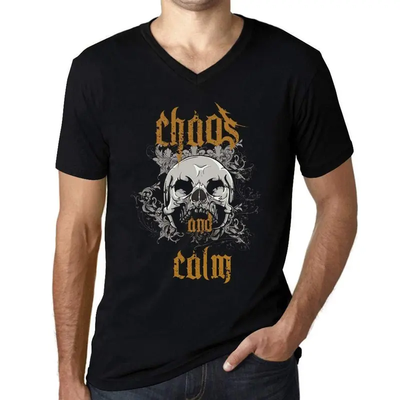 Ultrabasic - Homme Graphique Col V Tee Shirt Chaos And Calm Noir Profond 1