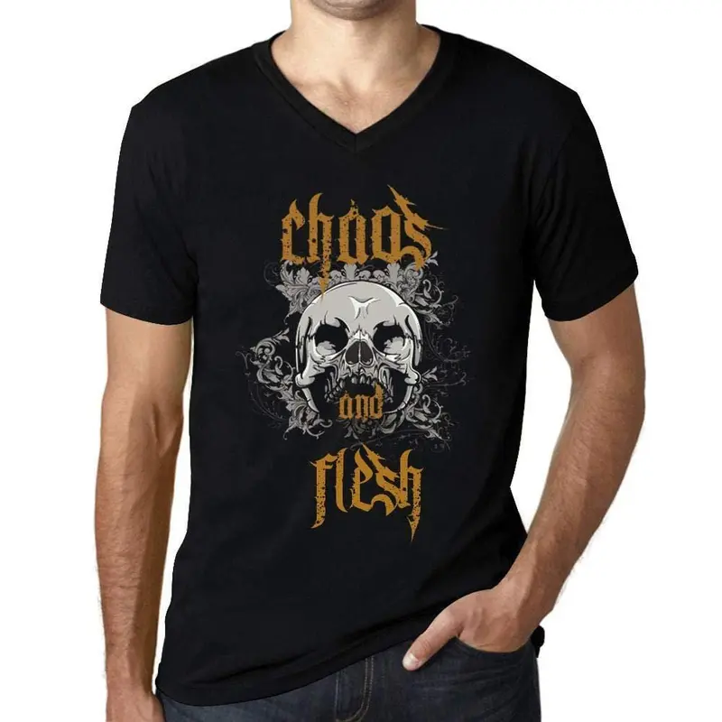 Ultrabasic - Homme Graphique Col V Tee Shirt Chaos And Flesh Noir Profond 1