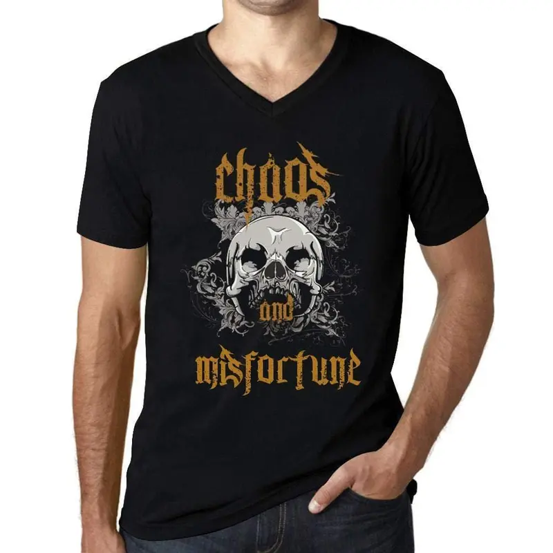 Ultrabasic - Homme Graphique Col V Tee Shirt Chaos And Misfortune Noir Profond 1