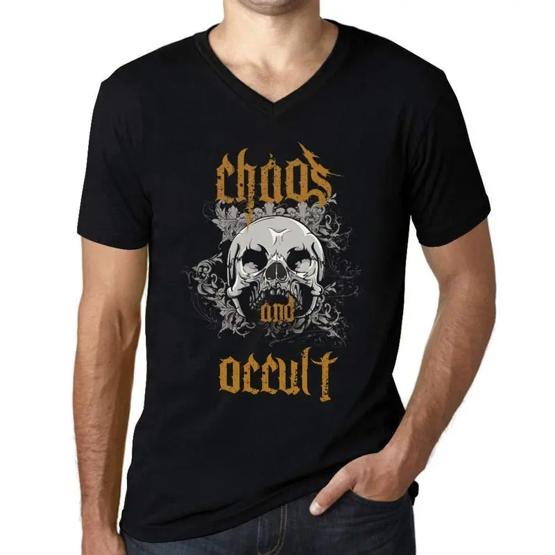 Ultrabasic - Homme Graphique Col V Tee Shirt Chaos And Occult Noir Profond 1