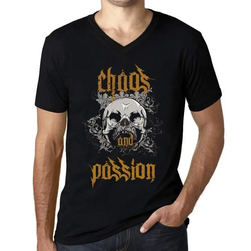 Ultrabasic - Homme Graphique Col V Tee Shirt Chaos And Passion Noir Profond 1