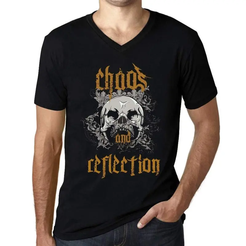 Ultrabasic - Homme Graphique Col V Tee Shirt Chaos And Reflection Noir Profond 1
