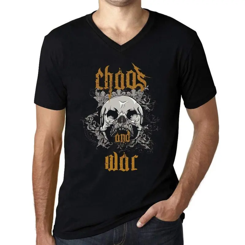Ultrabasic - Homme Graphique Col V Tee Shirt Chaos And War Noir Profond 1