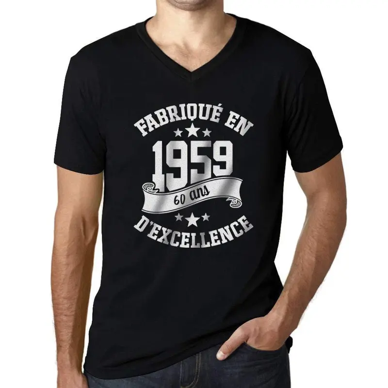 Ultrabasic - Homme Graphique Col V Tee Shirt Fabriqué En 1959, 60 Ans D'être Génial Unisex T-Shirt Noir Profond 1