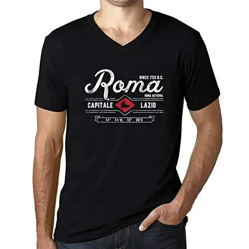 Ultrabasic - Homme Graphique Col V Tee Shirt Roma Noir Profond 1