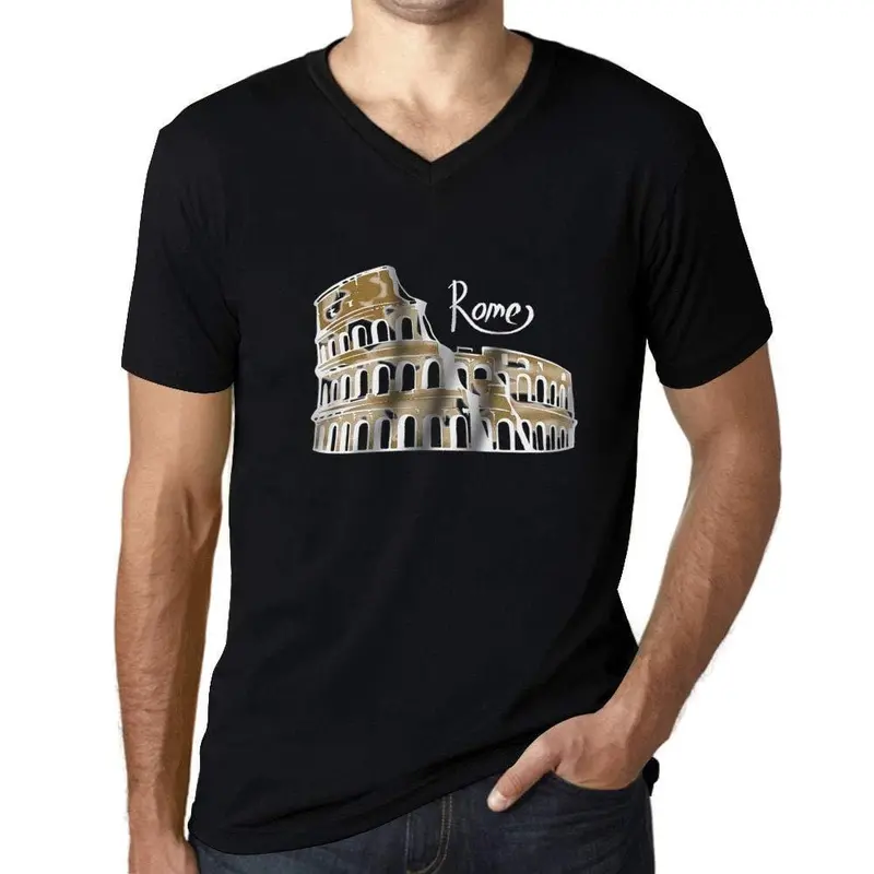 Ultrabasic Homme Graphique Col V Tee Shirt Rome Noir Profond 1