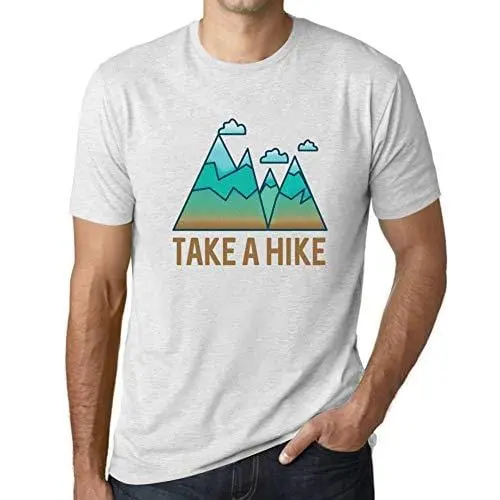 Ultrabasic - Homme Graphique Col V Tee Shirt Take A Hike Blanc Chiné 1