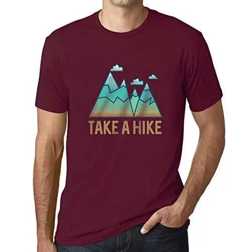 Ultrabasic - Homme Graphique Col V Tee Shirt Take A Hike Bordeaux 1
