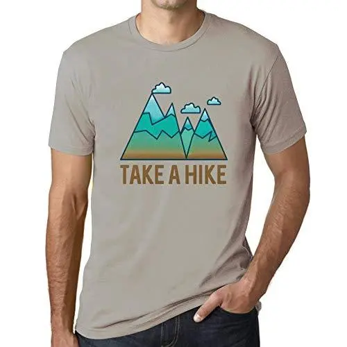 Ultrabasic - Homme Graphique Col V Tee Shirt Take A Hike Gris Clair 1