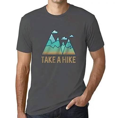 Ultrabasic - Homme Graphique Col V Tee Shirt Take A Hike Gris Souris 1