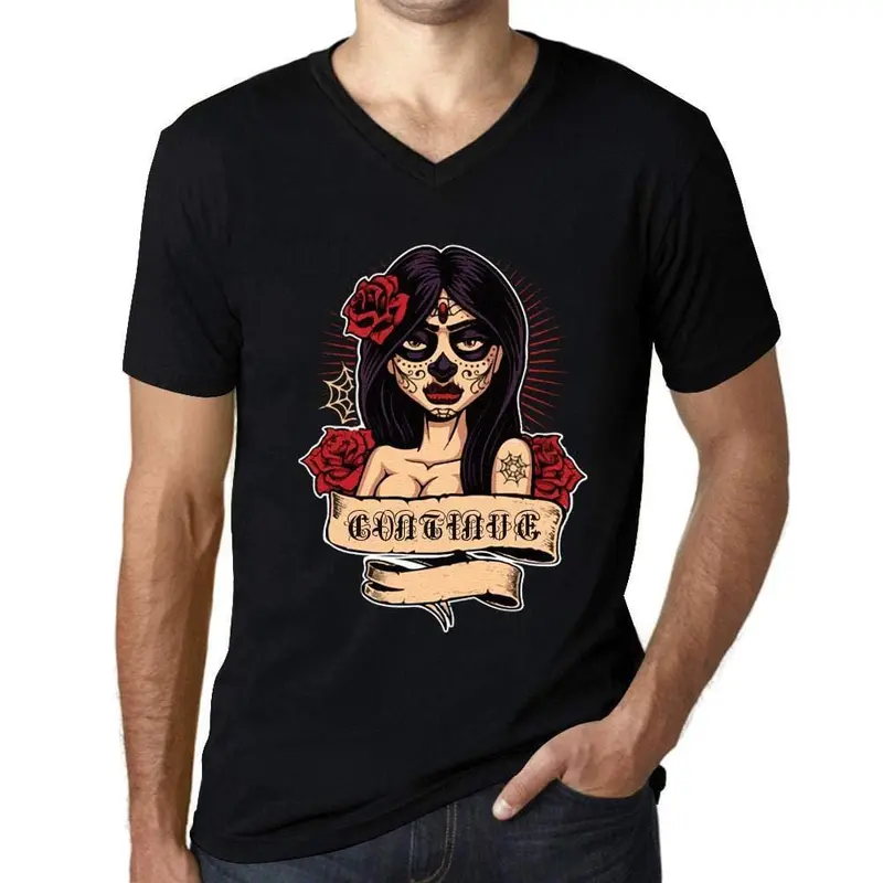 Ultrabasic - Homme Graphique Col V Tee Shirt Women Flower Tattoo Continue 1
