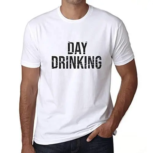 Ultrabasic - Homme Graphique Drinking All Day Impression De Lettre Tee Shirt Cadeau Blanco 1