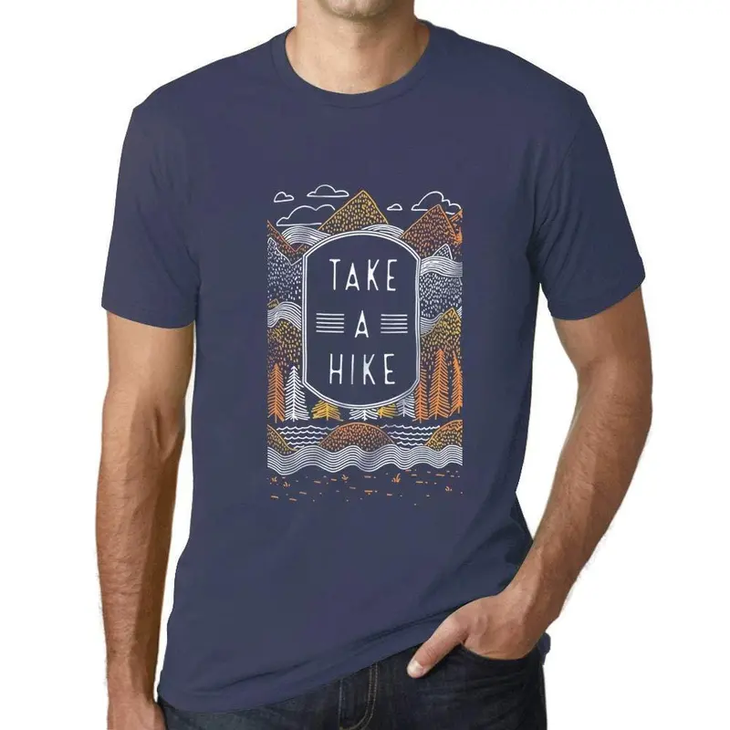 Ultrabasic - Homme Graphique Faire Une Promenade Nature En Plein Air T-Shirt Imprimé Lettres Denim 1