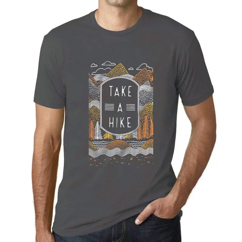 Ultrabasic - Homme Graphique Faire Une Promenade Nature En Plein Air T-Shirt Imprimé Lettres Gris Chiné 1