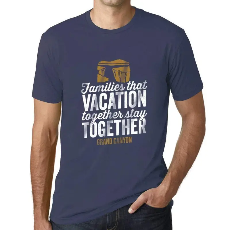 Ultrabasic - Homme Graphique Familles Qui Passent Des Vacances Ensemble Restent Ensemble Imprimé Lettres Denim 1