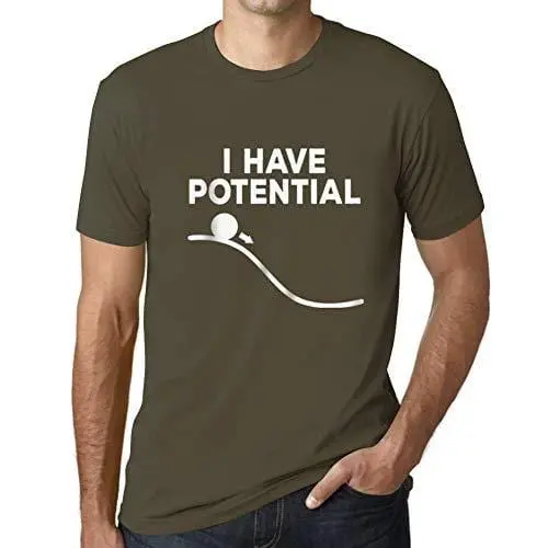 Ultrabasic - Homme Graphique J'ai Du Potentiel Impression De Lettre Tee Shirt Cadeau Army 1