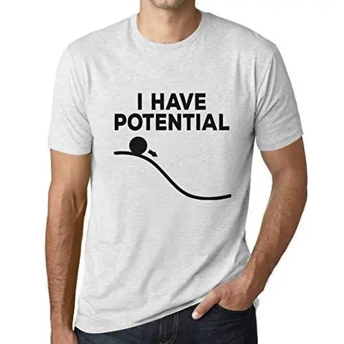 Ultrabasic - Homme Graphique J'ai Du Potentiel Impression De Lettre Tee Shirt Cadeau Blanc Chiné 1