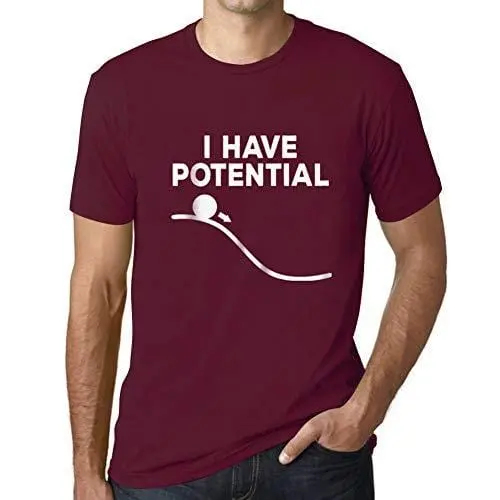 Ultrabasic - Homme Graphique J'ai Du Potentiel Impression De Lettre Tee Shirt Cadeau Bordeaux 1