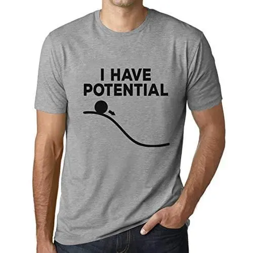 Ultrabasic - Homme Graphique J'ai Du Potentiel Impression De Lettre Tee Shirt Cadeau Gris Chiné 1