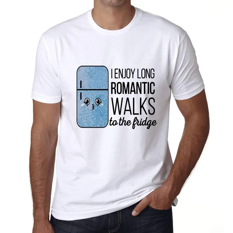 Ultrabasic - Homme Graphique J'apprécie De Longues Promenades Romantiques Au Réfrigérateur T-Shirt Imprimé Lettres Blanco 1