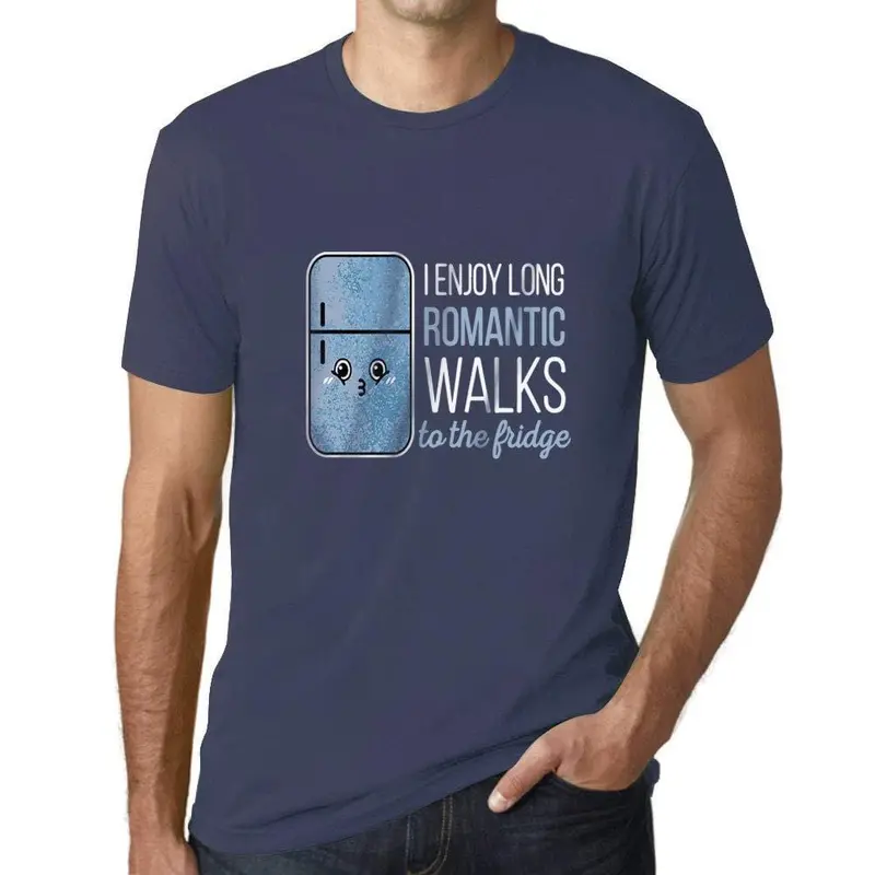 Ultrabasic - Homme Graphique J'apprécie De Longues Promenades Romantiques Au Réfrigérateur T-Shirt Imprimé Lettres Denim 1
