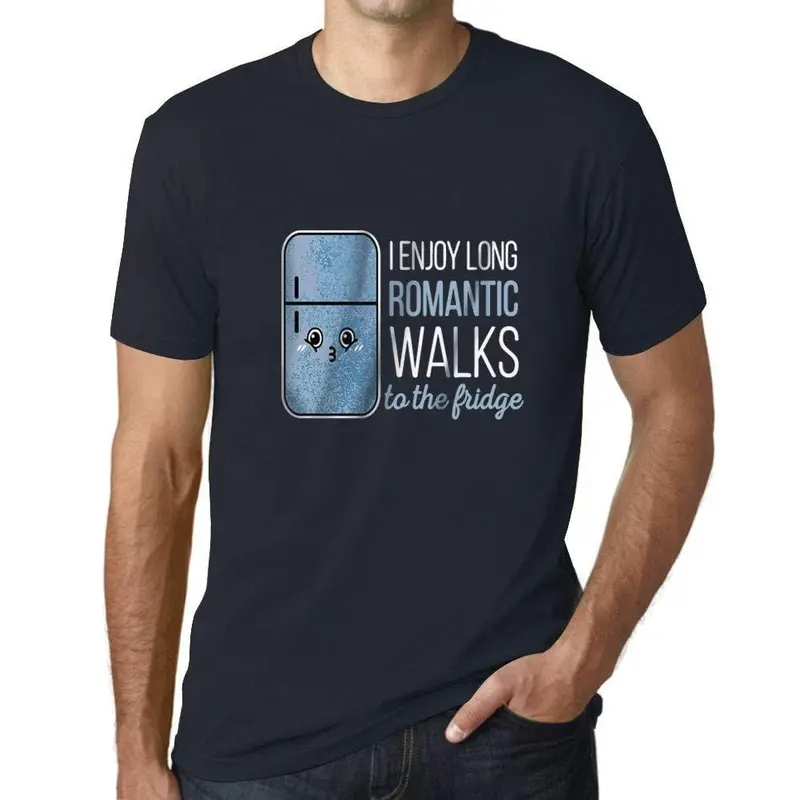 Ultrabasic - Homme Graphique J'apprécie De Longues Promenades Romantiques Au Réfrigérateur T-Shirt Imprimé Lettres Marine 1