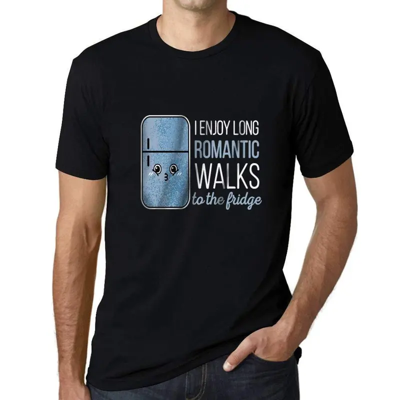 Ultrabasic - Homme Graphique J'apprécie De Longues Promenades Romantiques Au Réfrigérateur T-Shirt Imprimé Lettres Noir Profond 1