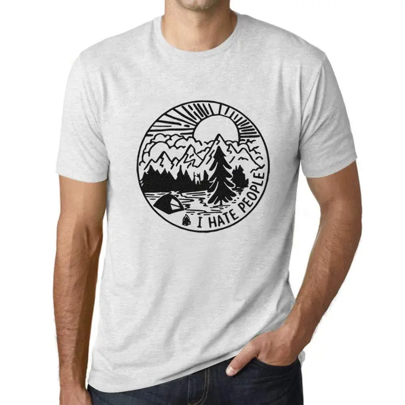 Ultrabasic - Homme Graphique Je Déteste Les Gens Impression Couleur Blanc Chiné 1