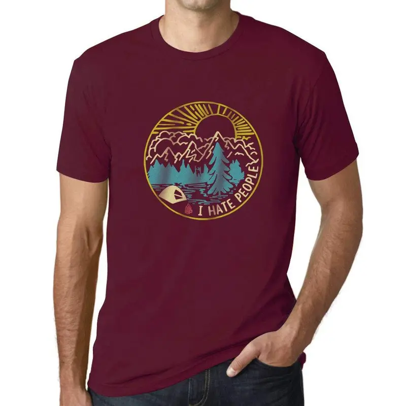 Ultrabasic - Homme Graphique Je Déteste Les Gens Impression Couleur Bordeaux 1