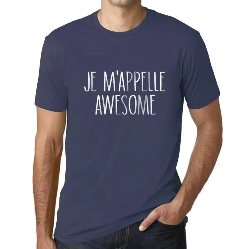 Ultrabasic - Homme Graphique Je M'appelle Awesome T-Shirt Blanc Lettre Denim 1