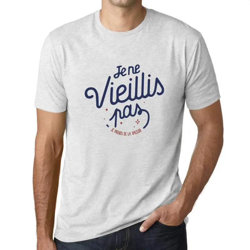 Ultrabasic - Homme Graphique Je Ne Vieillis Pas T-Shirt Marine Lettre Blanc Chiné 1