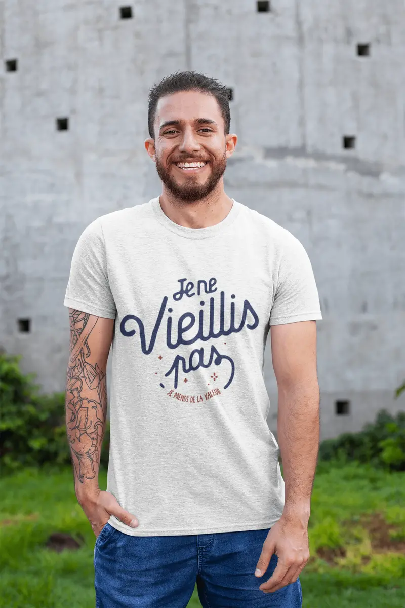 Ultrabasic - Homme Graphique Je Ne Vieillis Pas T-Shirt Marine Lettre Blanco 1