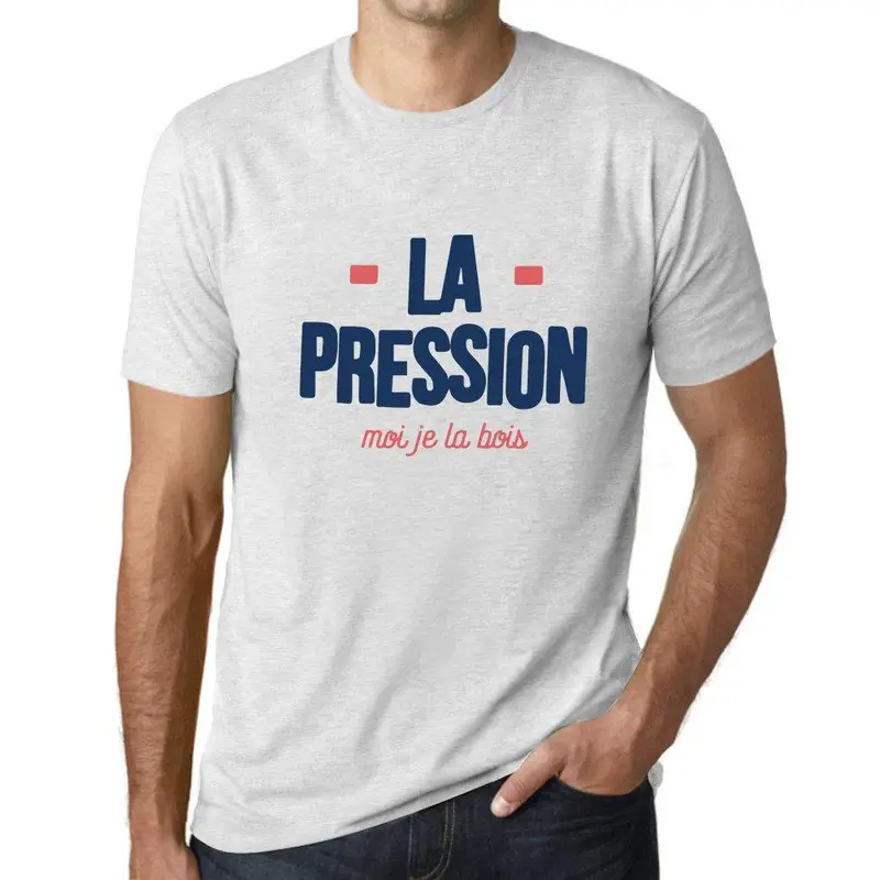 Ultrabasic - Homme Graphique La Pression T-Shirt Blanc Lettre Blanc Chiné 1