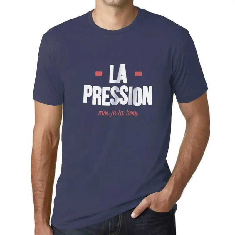 Ultrabasic - Homme Graphique La Pression T-Shirt Blanc Lettre Denim 1