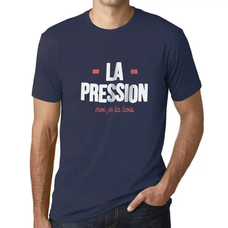 Ultrabasic - Homme Graphique La Pression T-Shirt Blanc Lettre French Marine 1