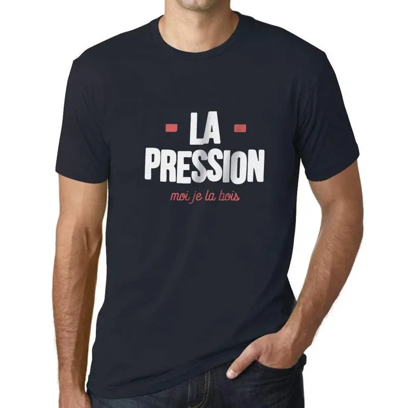 Ultrabasic - Homme Graphique La Pression T-Shirt Blanc Lettre Marine 1