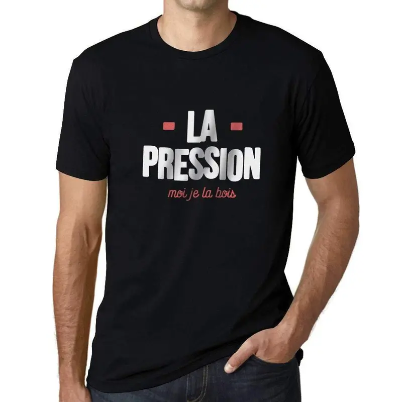 Ultrabasic - Homme Graphique La Pression T-Shirt Blanc Lettre Noir Profond 1