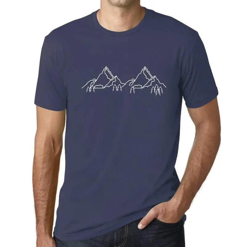 Ultrabasic - Homme Graphique Les Montagnes T-Shirt Imprimé Lettres Denim 1