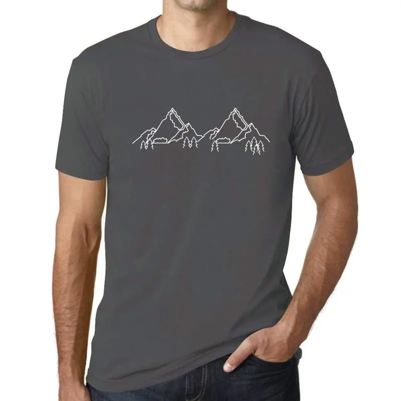Ultrabasic - Homme Graphique Les Montagnes T-Shirt Imprimé Lettres Gris Souris 1