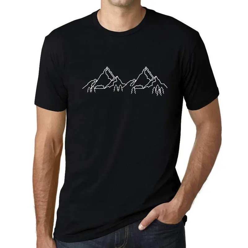 Ultrabasic - Homme Graphique Les Montagnes T-Shirt Imprimé Lettres Noir Profond 1