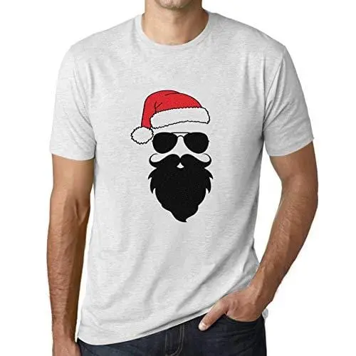 Ultrabasic - Homme Graphique Marrant Père Noël Cool Impression De Lettre Tee Shirt Cadeau Blanc Chiné 1