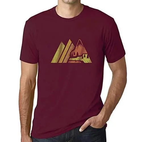 Ultrabasic - Homme Graphique Montagne Rétro Écran Impression De Lettre Tee Shirt Cadeau Bordeaux 1
